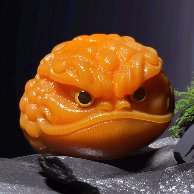 实心竹【扁恶霸大金蟾】龙血金丝竹雕刻文玩实心竹手把件