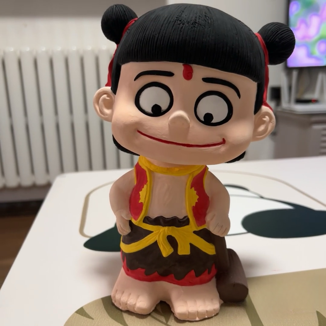 大号22cm哪吒石膏娃娃涂色立体3D儿童DIY玩具手工彩绘亲子互动