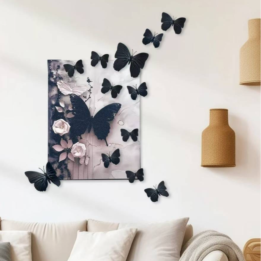 【柒居汇】小众中古风复古黑色蝴蝶装饰磁吸蝴蝶高级感设计蝴蝶装饰