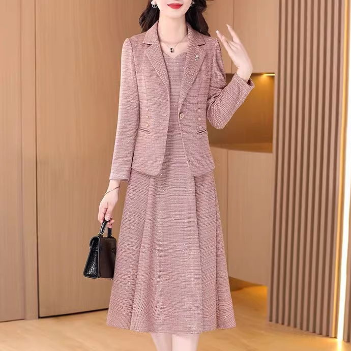 【拉夏】品牌阔太太时尚套装连衣裙2025早秋新款喜婆婆婚宴结婚礼服