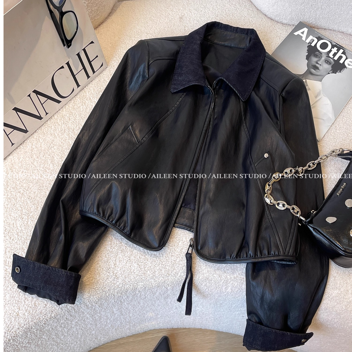 黑色皮衣外套女短款2025秋装新款气质高级感百搭休闲皮夹克上衣潮