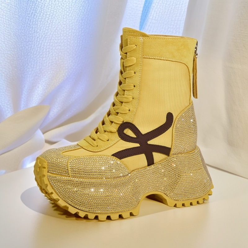 满钻高帮鞋女2025新款秋季厚底爆款百搭休闲舒适时尚潮流