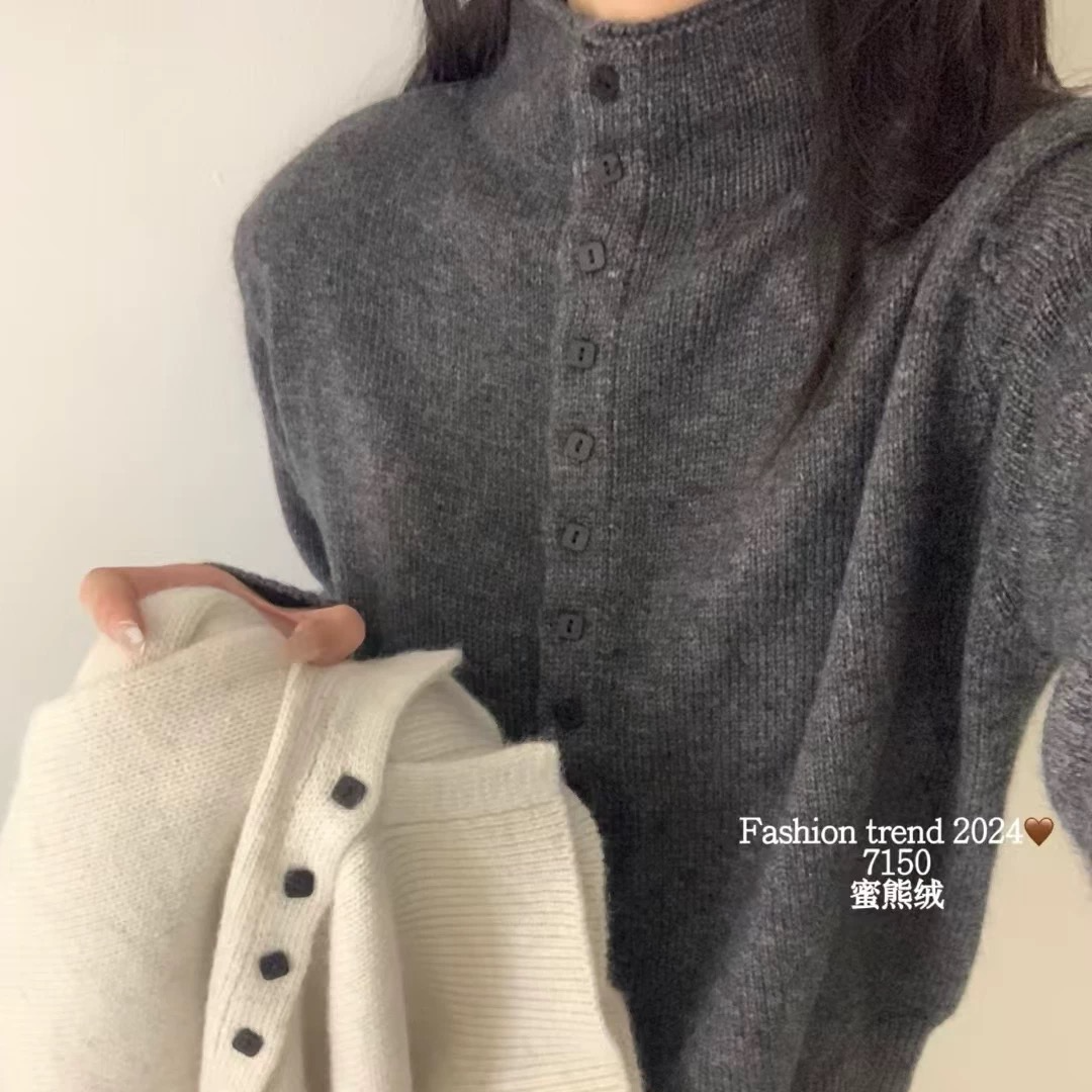 【小扣子】2025新款秋冬韩系设计感针织开衫毛衣