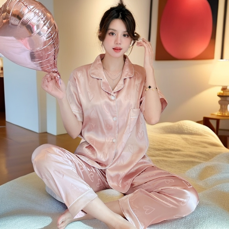 家居服套装高档薄款春夏夏天夏季揭阳男款睡衣女款睡衣长袖长裤