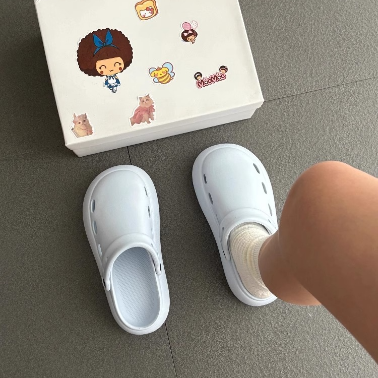 通勤搭子~蓝色洞洞鞋女外穿厚底增高防滑超火一脚蹬eva踩屎感软底