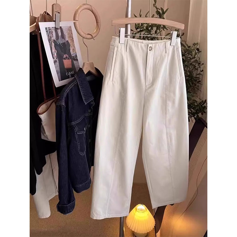2025早秋新款大码高腰九分哈伦休闲裤梨形身材宽松遮肉镰刀奶奶裤