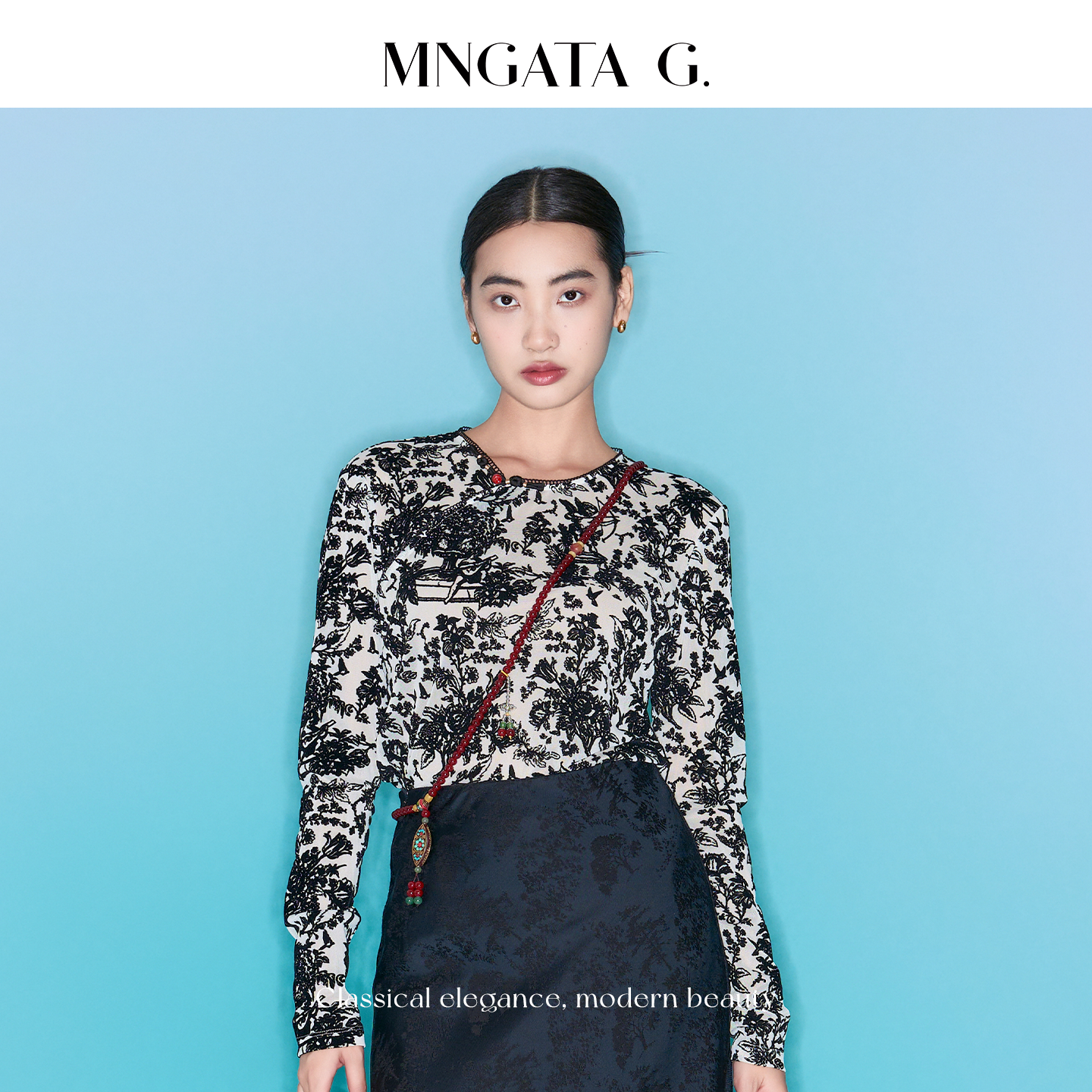 MNGATA G.宫小妍【水墨绘】醋酸新中式中国风休闲百搭上衣5052698