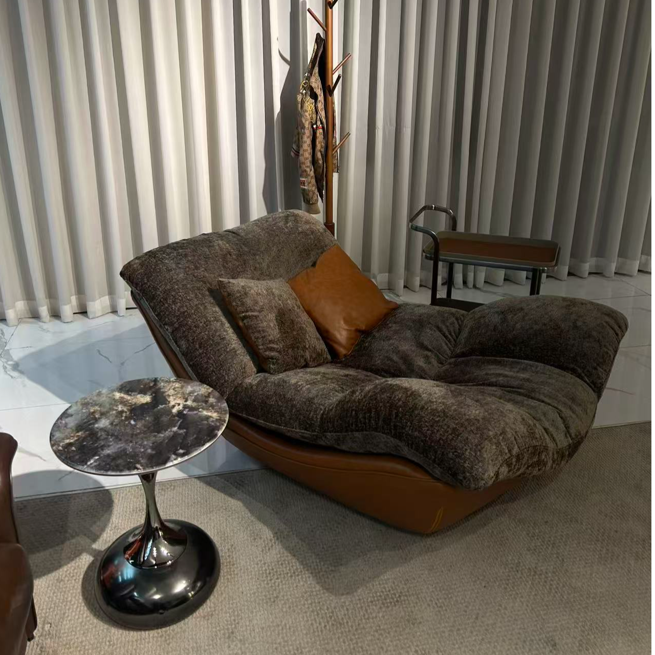 【屿巢】简约中古北欧风舒服高档创意家用客厅卧室休闲双人沙发躺椅