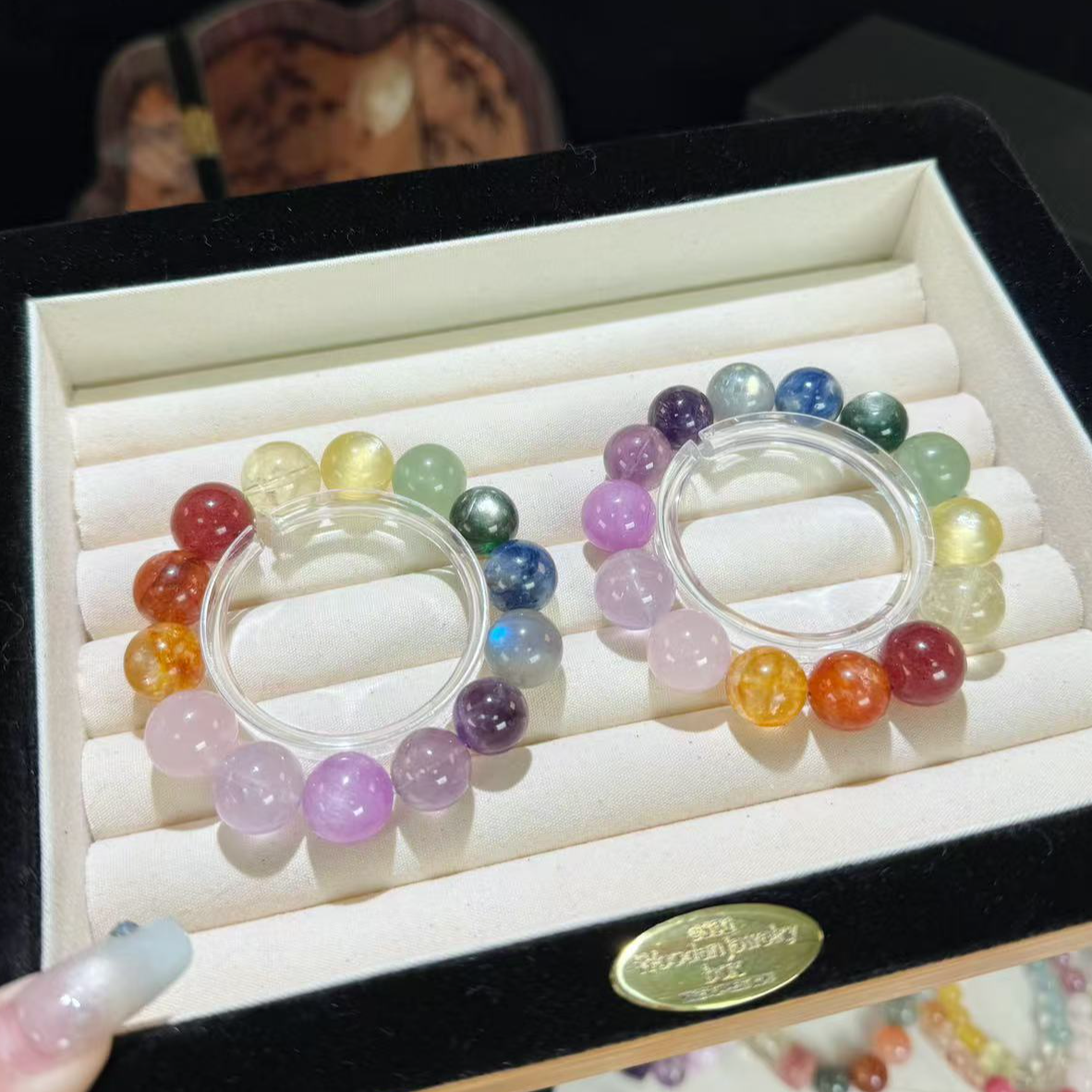 【多宝手链G153】天然彩色水晶手串女款串珠颜色微差多样性发其一