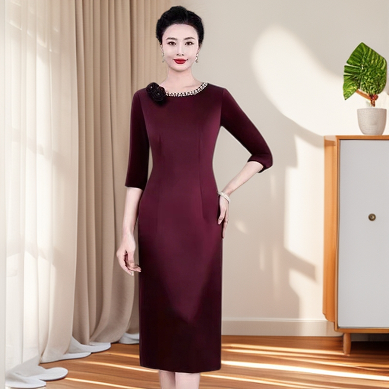 2025秋婚礼【高定礼服】醋酸缎喜婆婆礼服高贵妈妈婚宴装年轻修身L