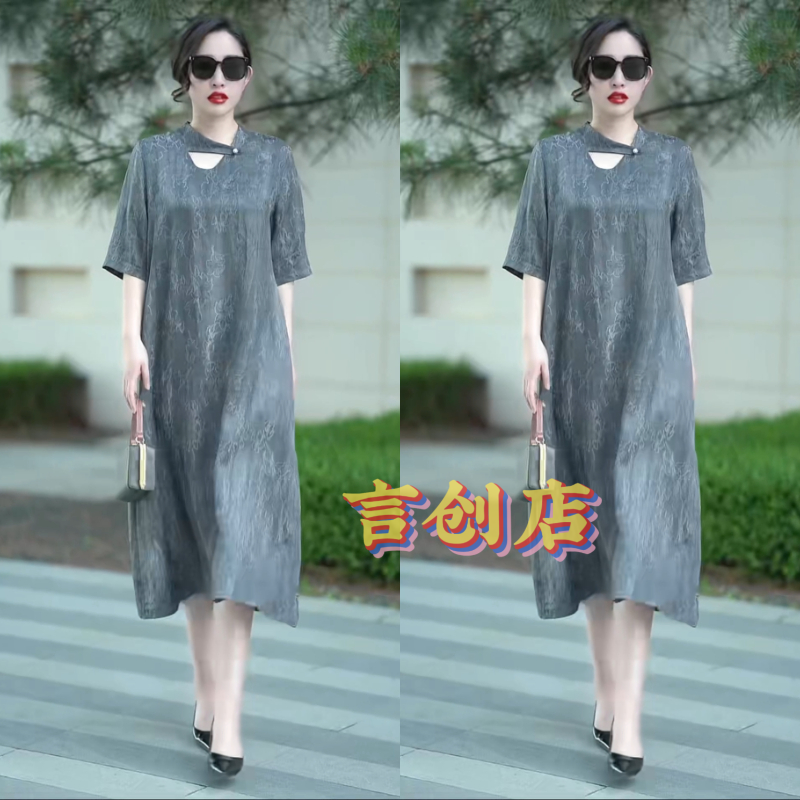 613夏季显瘦短袖个性洋气时尚百搭连衣裙长裙