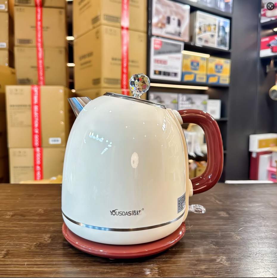佑达（日本订单）高颜值欧式复古电水壶防烫钻石盖设计304不锈钢1.7