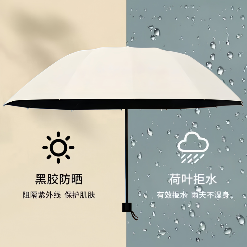 雨伞女晴雨两用手动折叠商务男女加固大号双人黑胶防晒遮阳太阳伞
