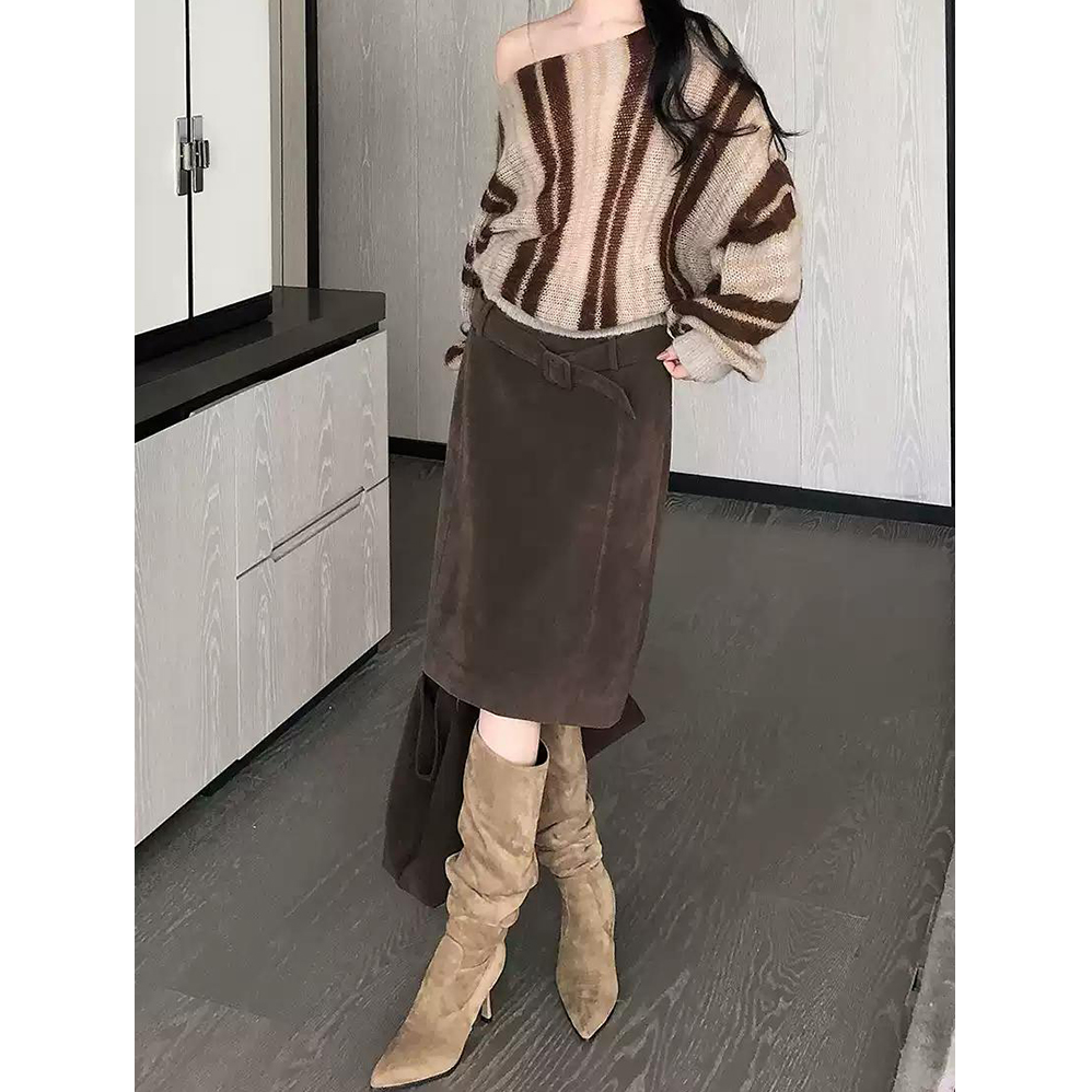 巨好看的半身裙女秋季新款美式复古宽松显瘦休闲百搭直筒裙