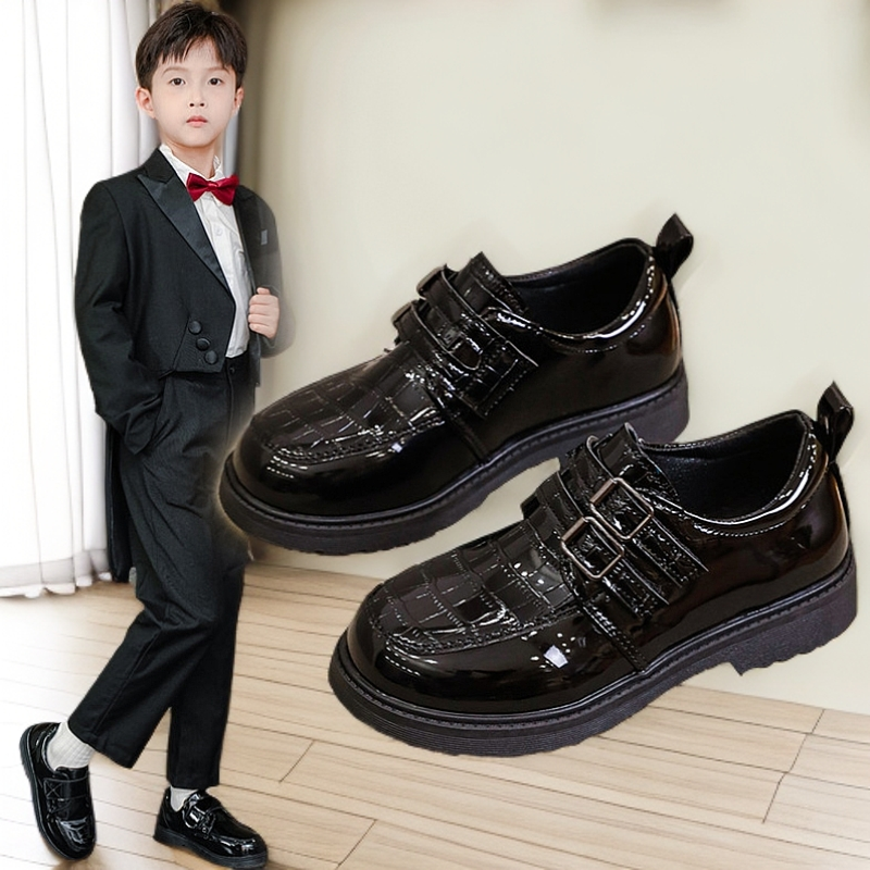 舞台皮鞋男童黑皮鞋软底礼服鞋演出鞋子英伦风小皮鞋百搭花童主持