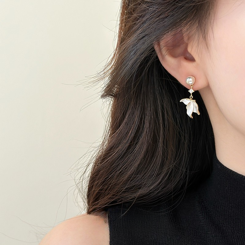 CIOEM KOUIM 纯铜耳饰 独特小众施家珍珠鱼尾流苏耳环女气质百搭