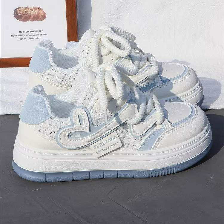 Moleubak帆布鞋女2025春秋款板鞋休闲百搭时尚厚底学生潮小白鞋女