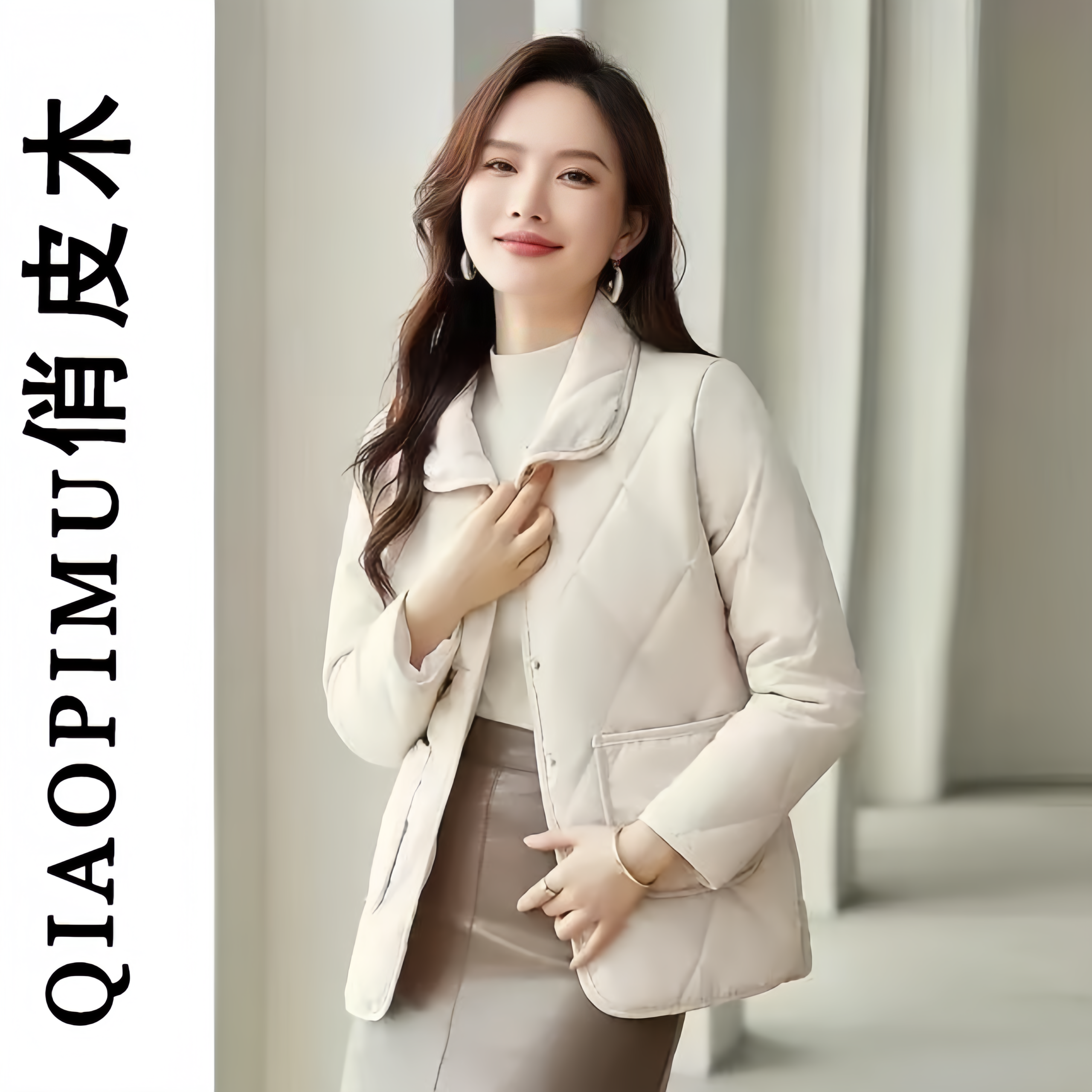 春秋新款翻领复古菱格短款棉衣时尚保暖棉服外套666