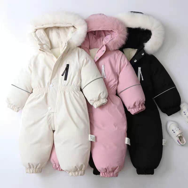 保暖加厚男童宝宝滑雪服连体衣女宝宝爬服2025冬季新款童装连身衣