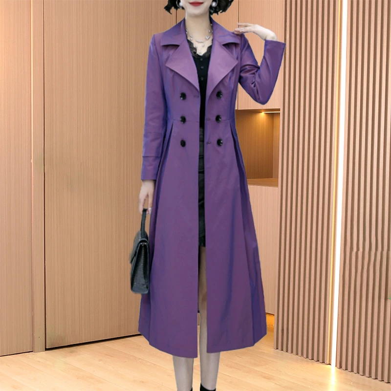 拉夏贝尔杭州意法风衣外套女2025春秋今年流行小个子贵夫人中长款