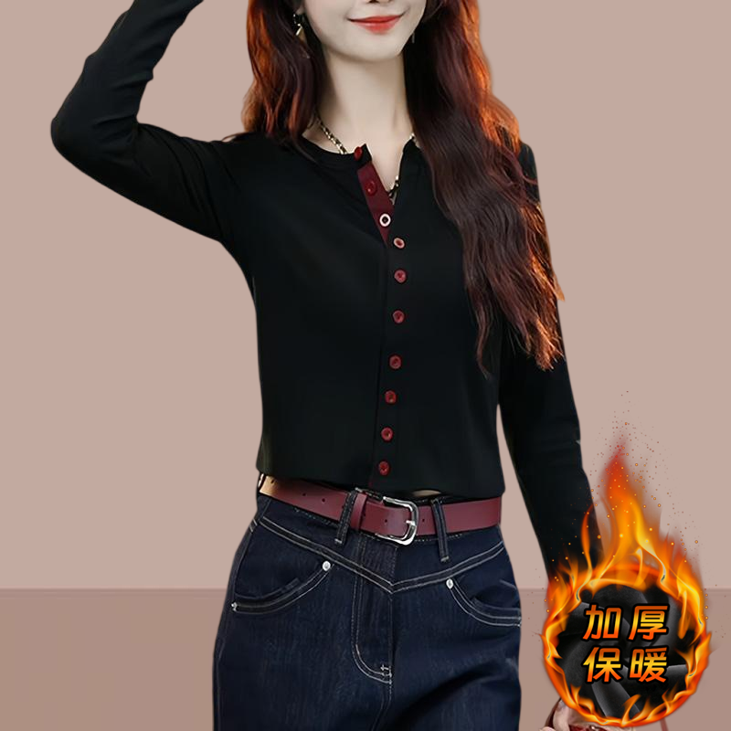 加厚保暖打底上衣2025春季新款韩版洋气打底衫女内搭气质长袖T恤