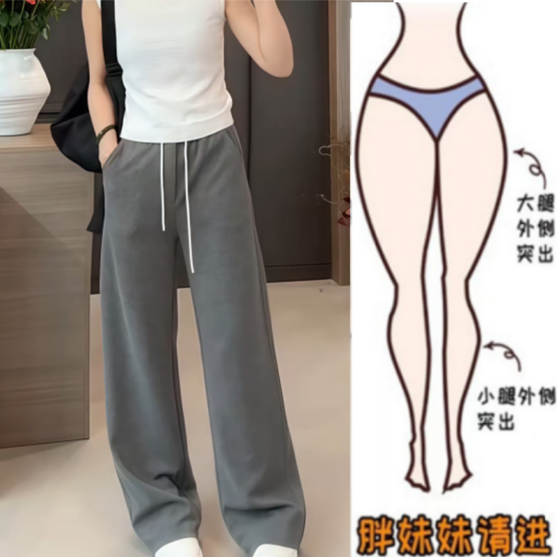 格洛森早秋新款梨型身材松高腰显瘦休闲裤宽松阔腿百搭直筒卫裤女