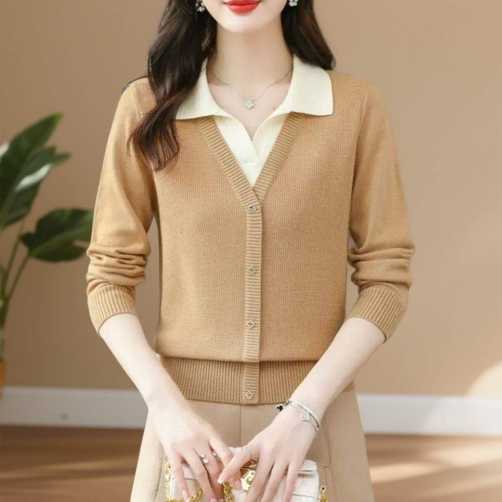 假两件针织衫打底毛衣女装秋装2025新款秋冬季洋气爆款百搭上衣