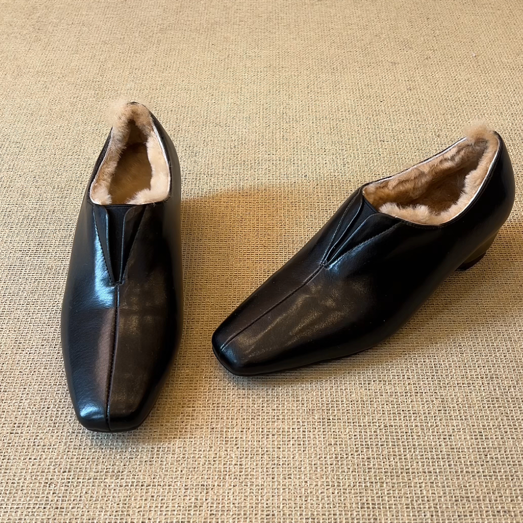 RubyL/4.5cm简约气质通勤百搭舒适一脚蹬方头内增高加绒单鞋女款