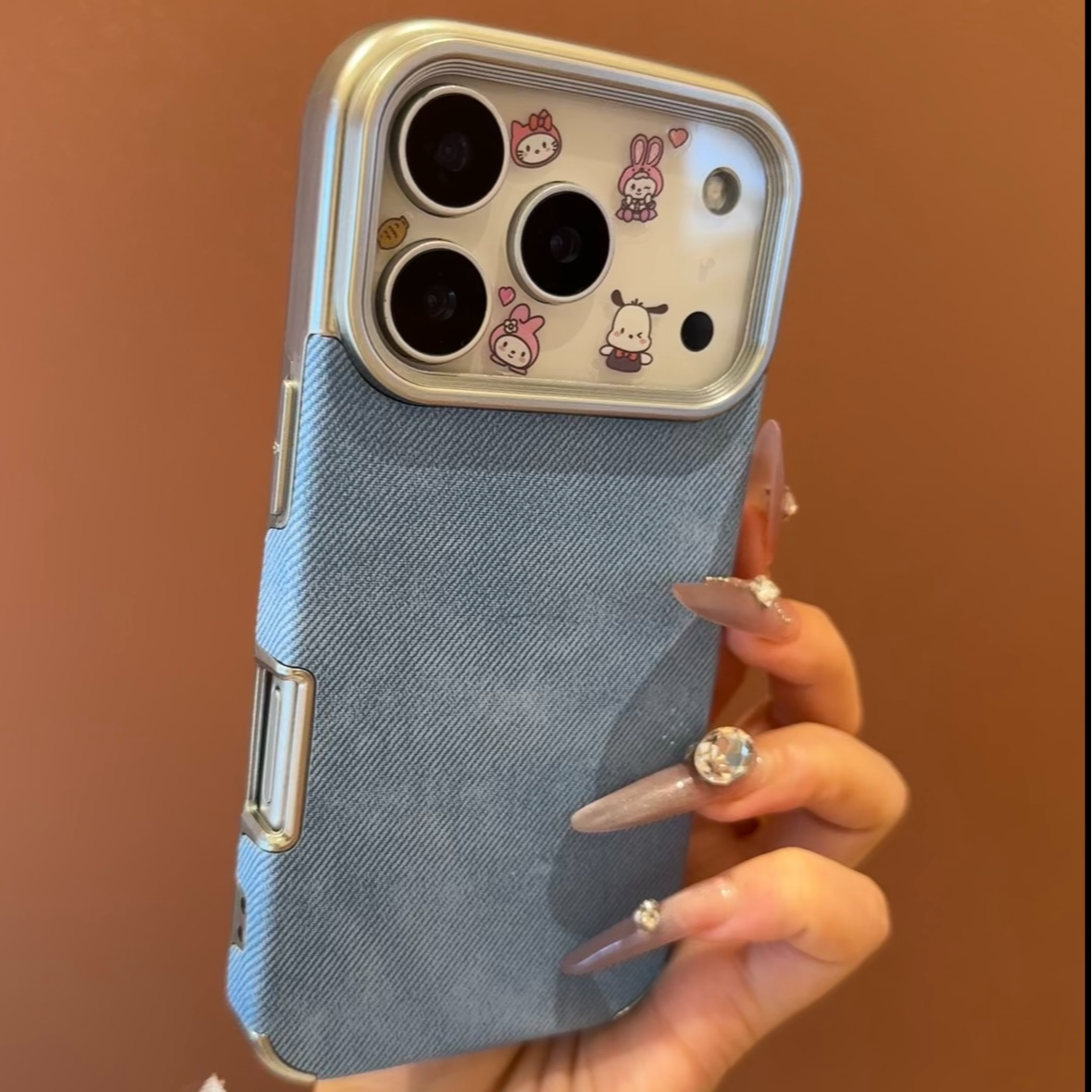 高级感纯色牛仔纹适用苹果17Promax/17air手机壳简约16新款15防摔