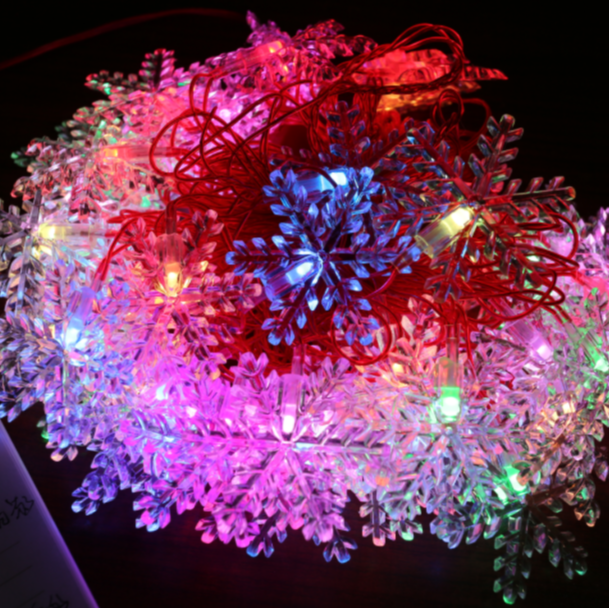 2026款【高端中国红】高端圣诞雪花新年节日必备氛围彩灯Q