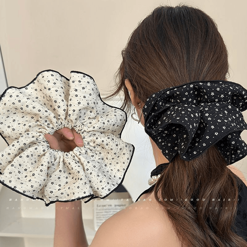 韩系优雅大肠发圈头绳女碎花超大号高级感头花扎头发2025新款头饰