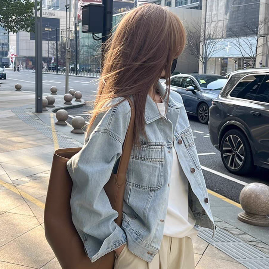 2025新款炸街盐系韩版宽松休闲百搭显瘦小众款复古牛仔外套女8029