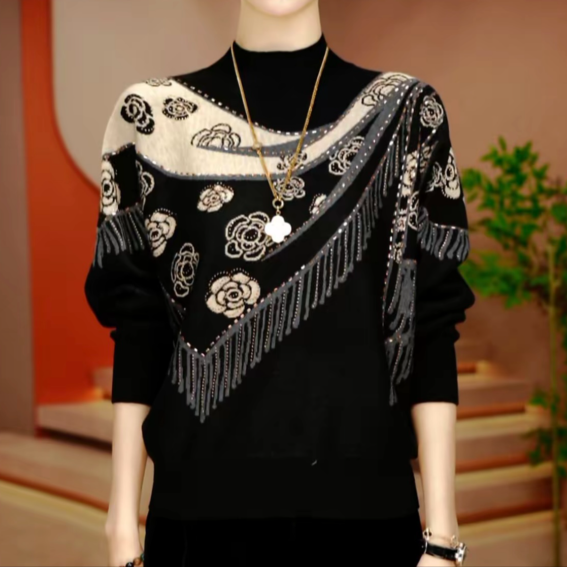 秋冬季时尚潮流韩版百搭针织打底衫高档中老年妈妈装休闲减龄毛衣