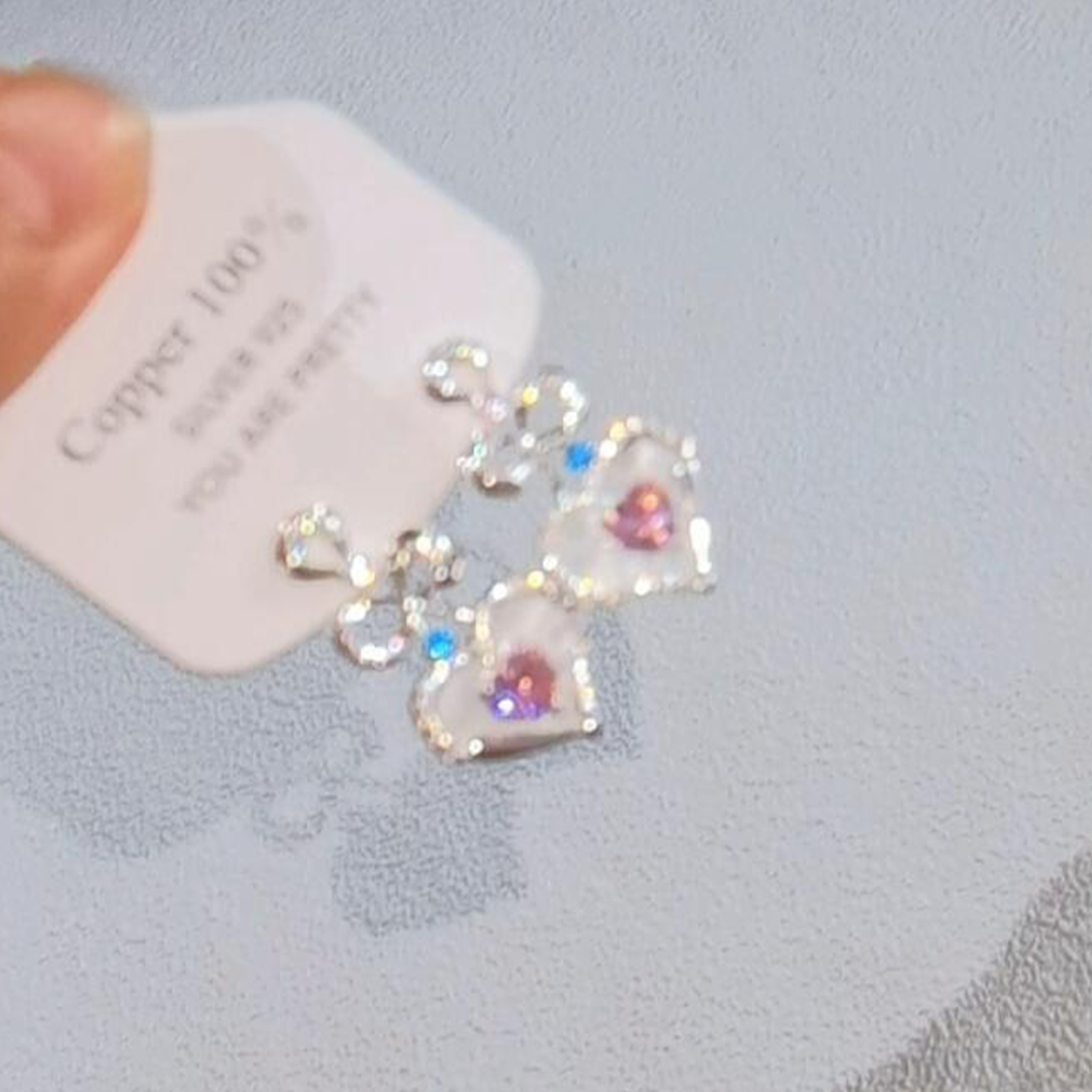 铜合金耳饰 超仙粉色爱心蝴蝶结耳钉精致高颜值学生党百搭耳饰