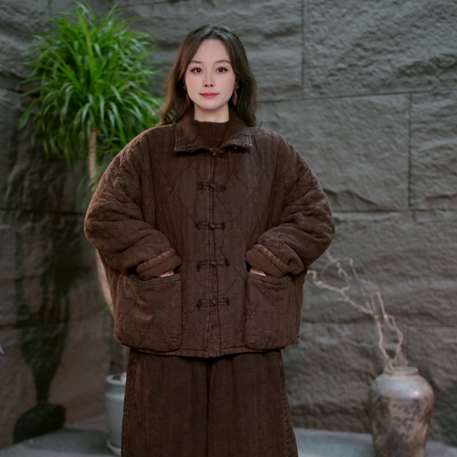 【冬季盘扣棉服】休闲百搭棉衣保暖厚款复古文艺棉袄外套