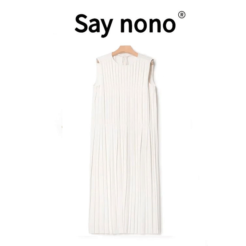 懒猫nonolSaynono休闲裙子夏季肌理镂空珠片长裙无袖女装LSQ22826