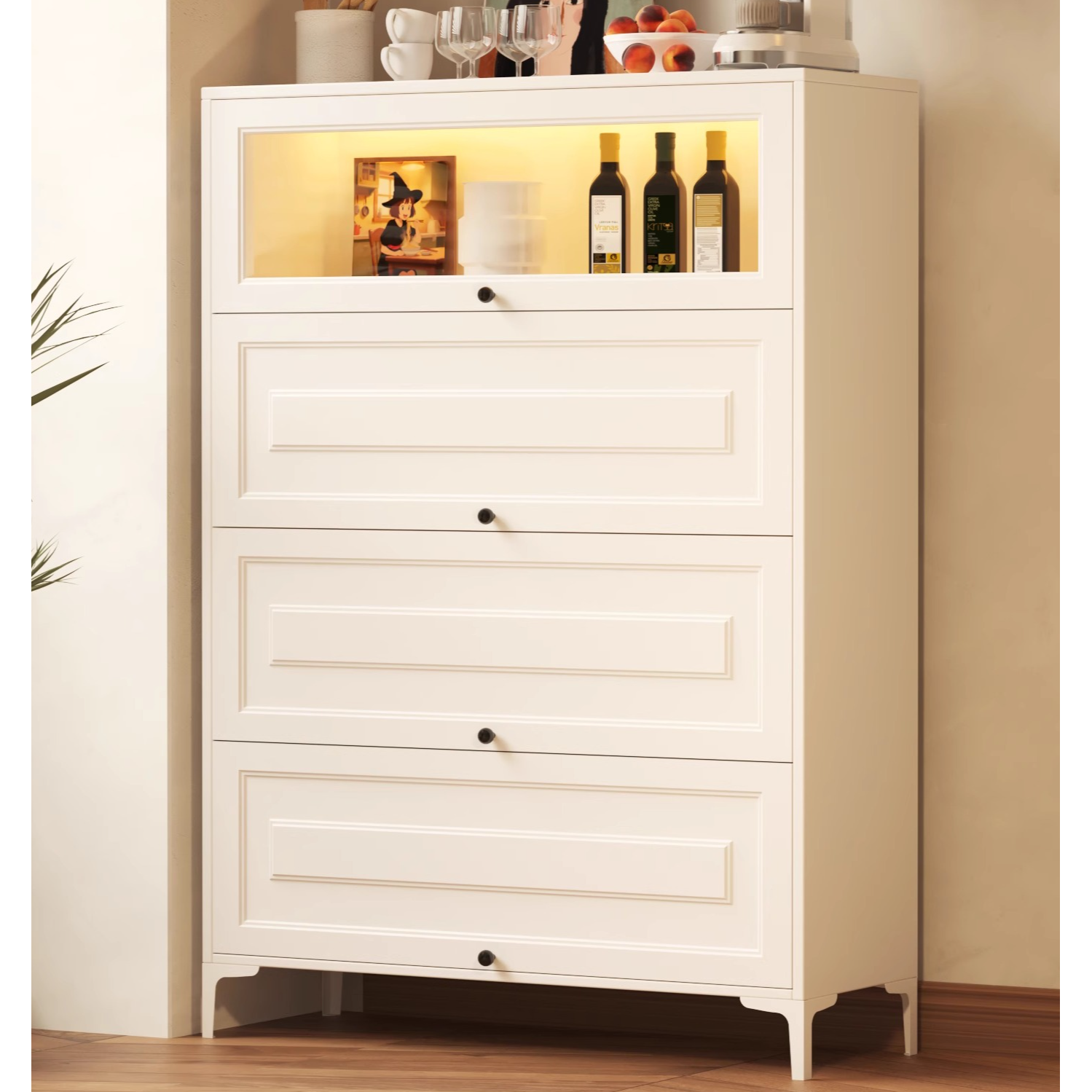 芒达钢制家用收纳柜大容量多层防尘客厅落地储物柜书柜阳台储物柜