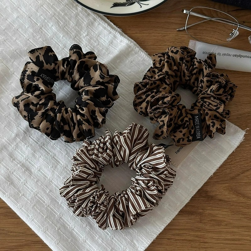 韩系博主同款豹纹布艺大肠发圈女高级感扎头发圈头绳发饰丸子头