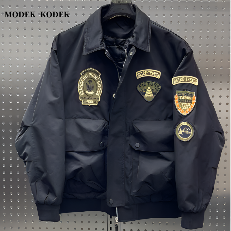 MODEK KODEK高品质潮牌男美式休闲外套秋季新款时尚百搭翻领棉衣