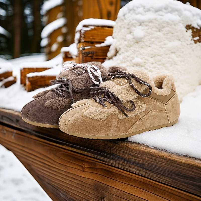 达芙妮加绒保暖德训鞋女款2025冬季上新复古棉鞋加厚雪地靴毛毛鞋