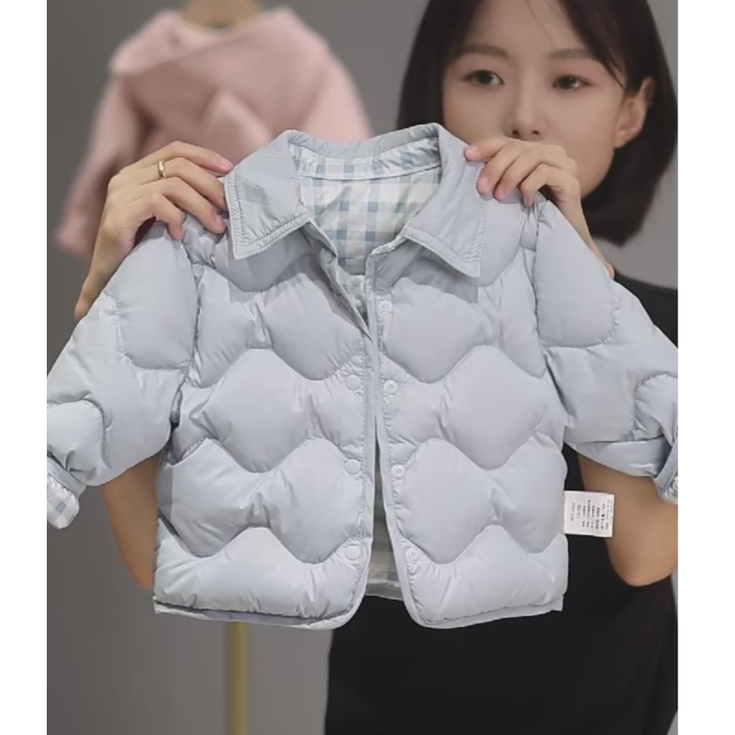 【三防双面穿衬衫羽绒 】婴儿衣服宝宝羽绒秋冬白鸭绒轻薄J21 AM