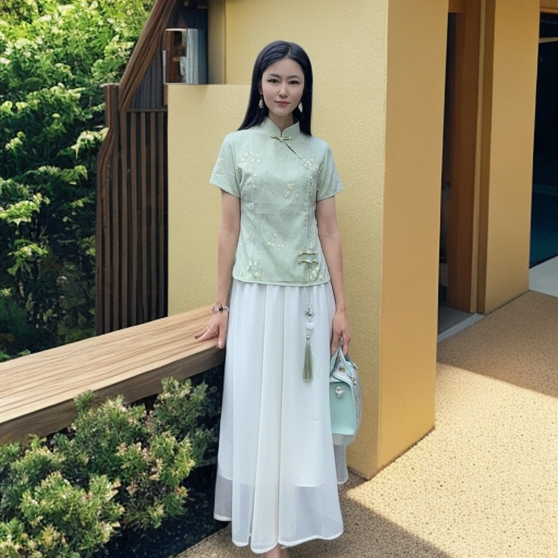 浒城古娘国风新中式时尚气质减龄两件套套装WH0500539+WH0500558