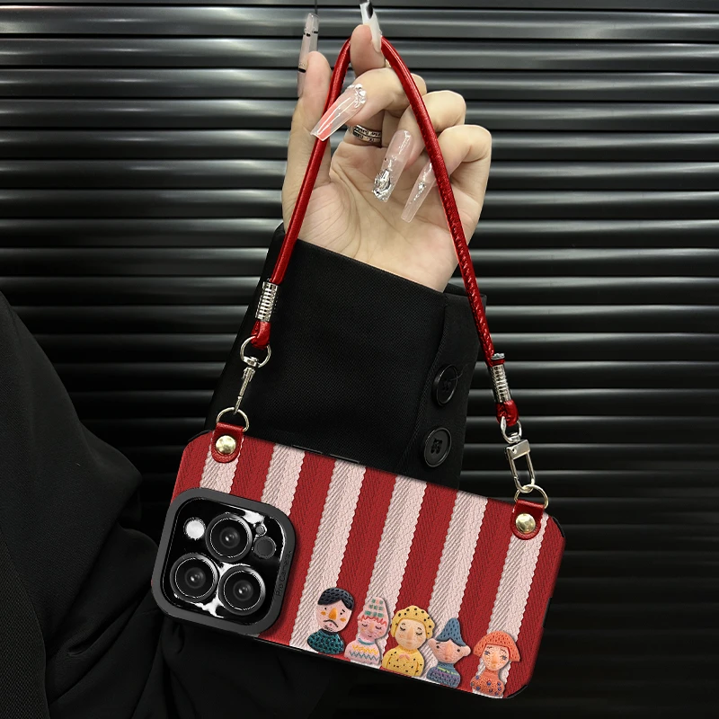 可爱立体公仔适用苹果17promax手机壳iPhone16pro保护套15p复古风