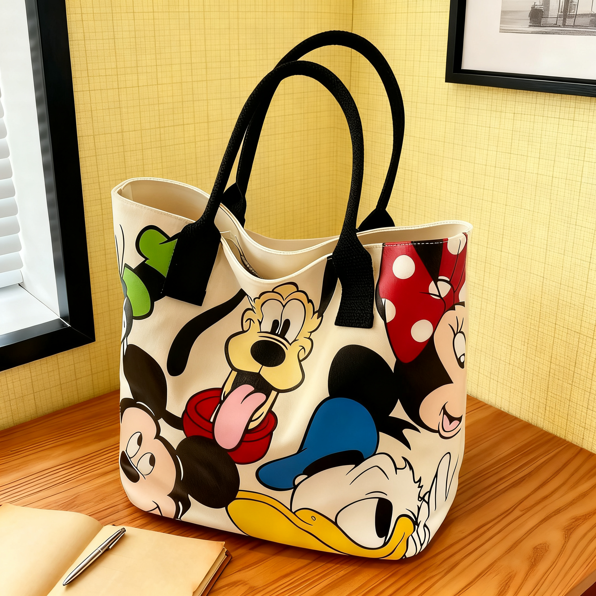 米奇帆布包女大容量包包2025款可爱卡通高飞狗手提袋上班族托特包