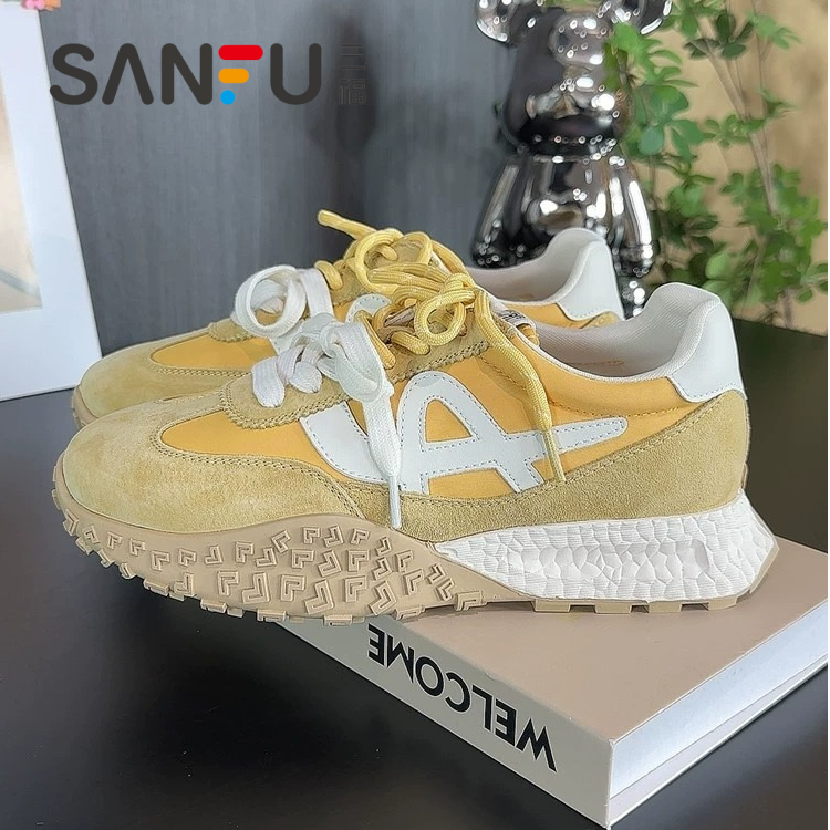 三福增高德训鞋2025春夏新款百搭厚底增高复古休闲运动女鞋阿甘鞋