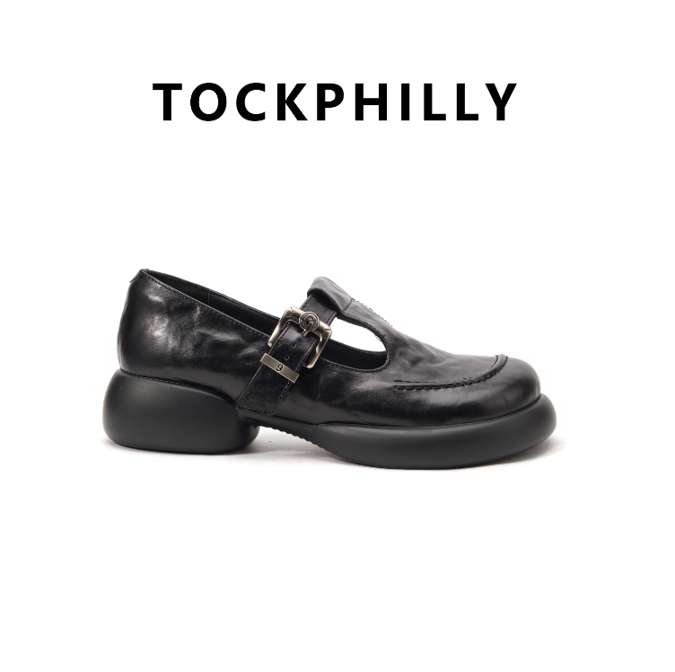 镂空浅口单鞋圆头女鞋复古日系粗跟中口复古风厚底EM89966