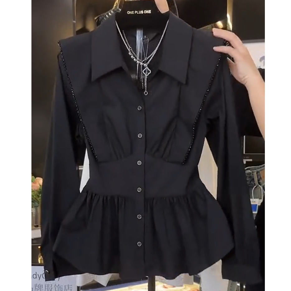 大码女装长袖衬衫女2025秋季新款设计感法式上衣时尚收腰气质显瘦