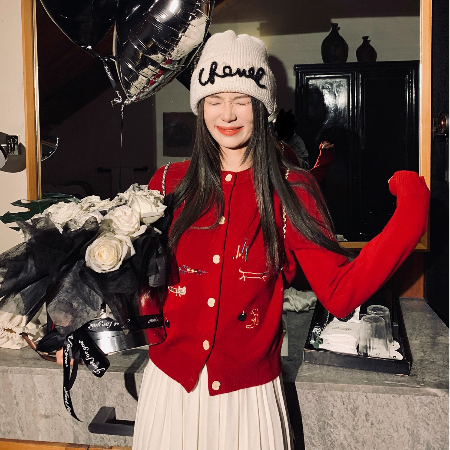 法式设计感刺绣针织毛衣开衫外套2025秋冬新款女时尚穿搭休闲上衣