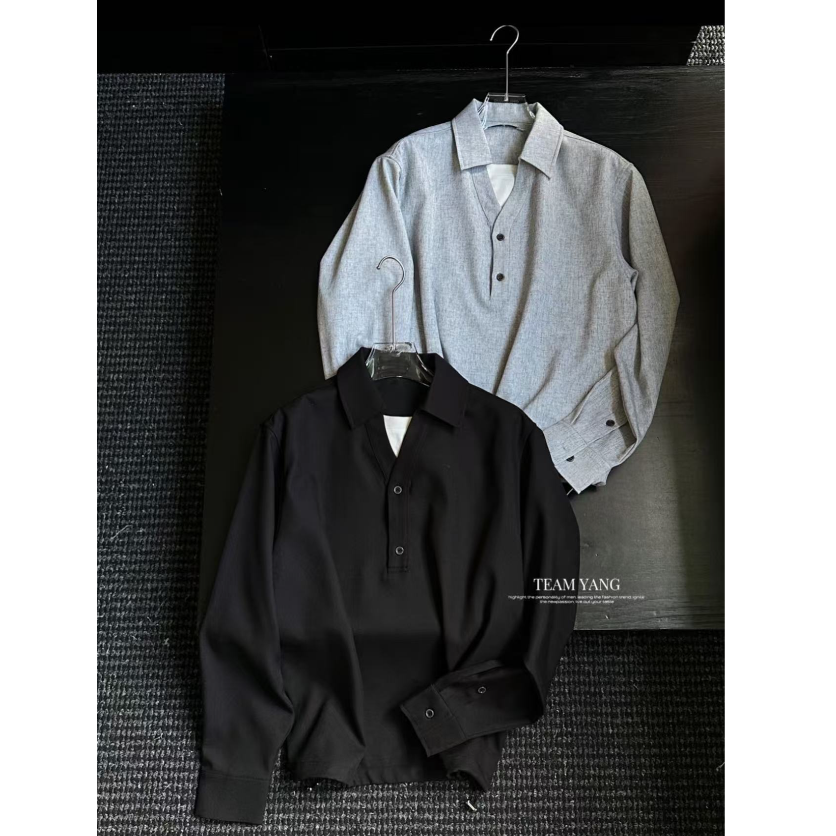 Team Yang-25年新款老钱腔调假两件领口高级感长袖衬衫上衣7062
