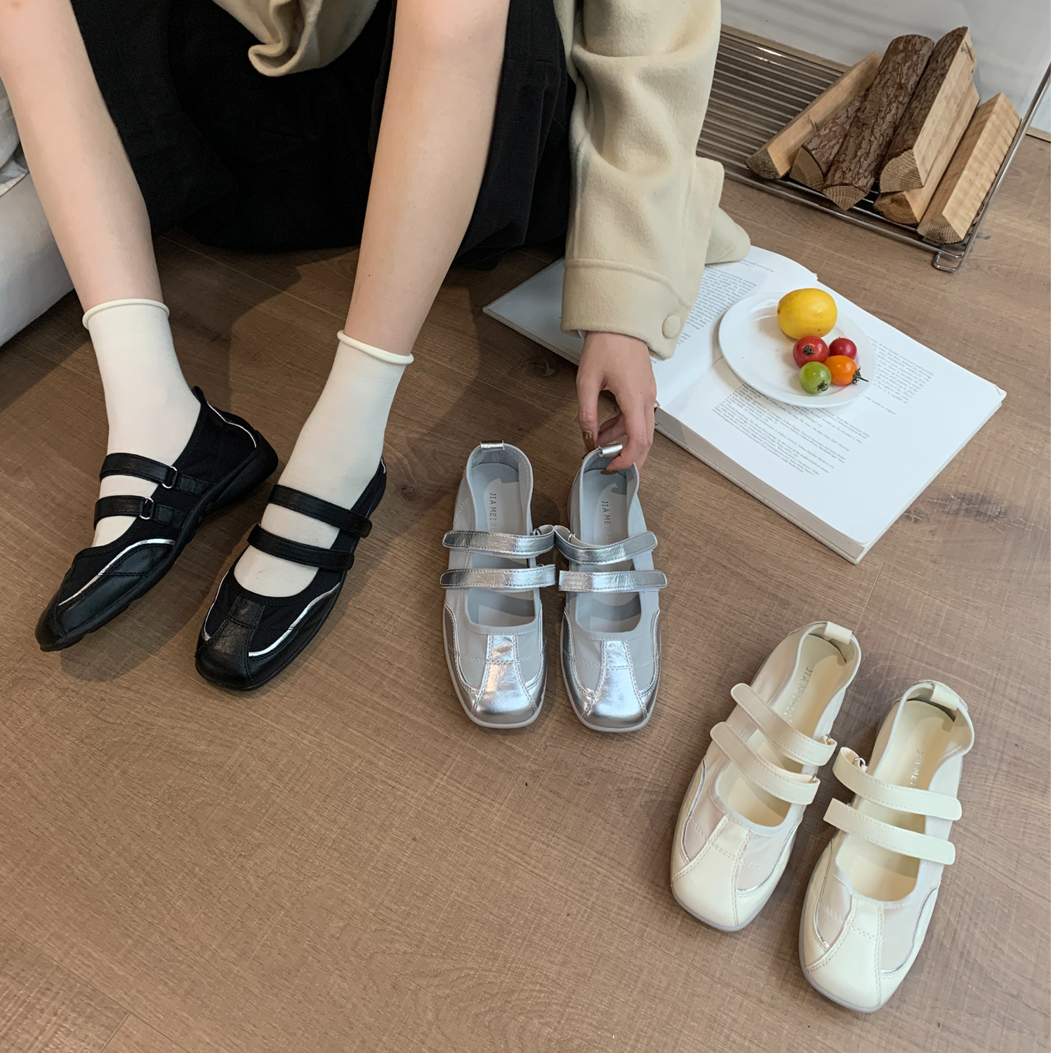 YCE-K60-7韩版厚底浅口玛丽珍鞋女2025年秋季新款一脚蹬平底单鞋